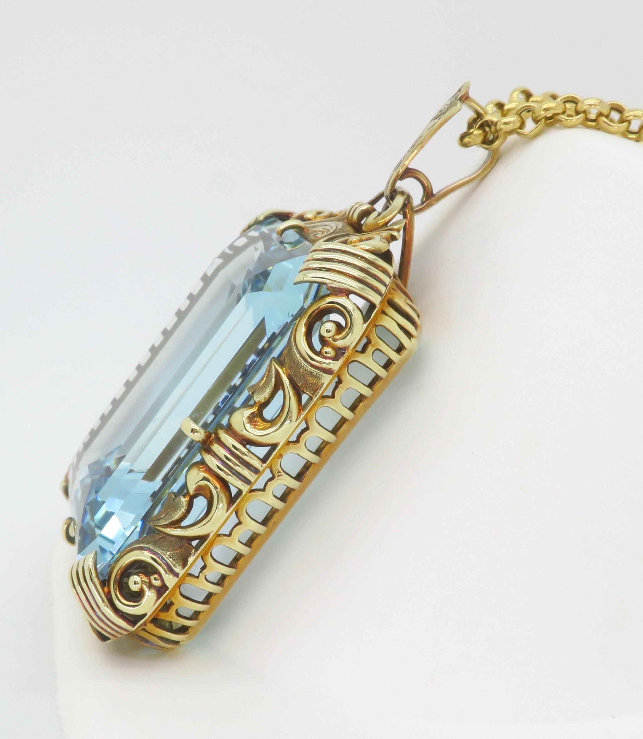 GIA Certified Natural Aquamarine Pendant Necklace 2