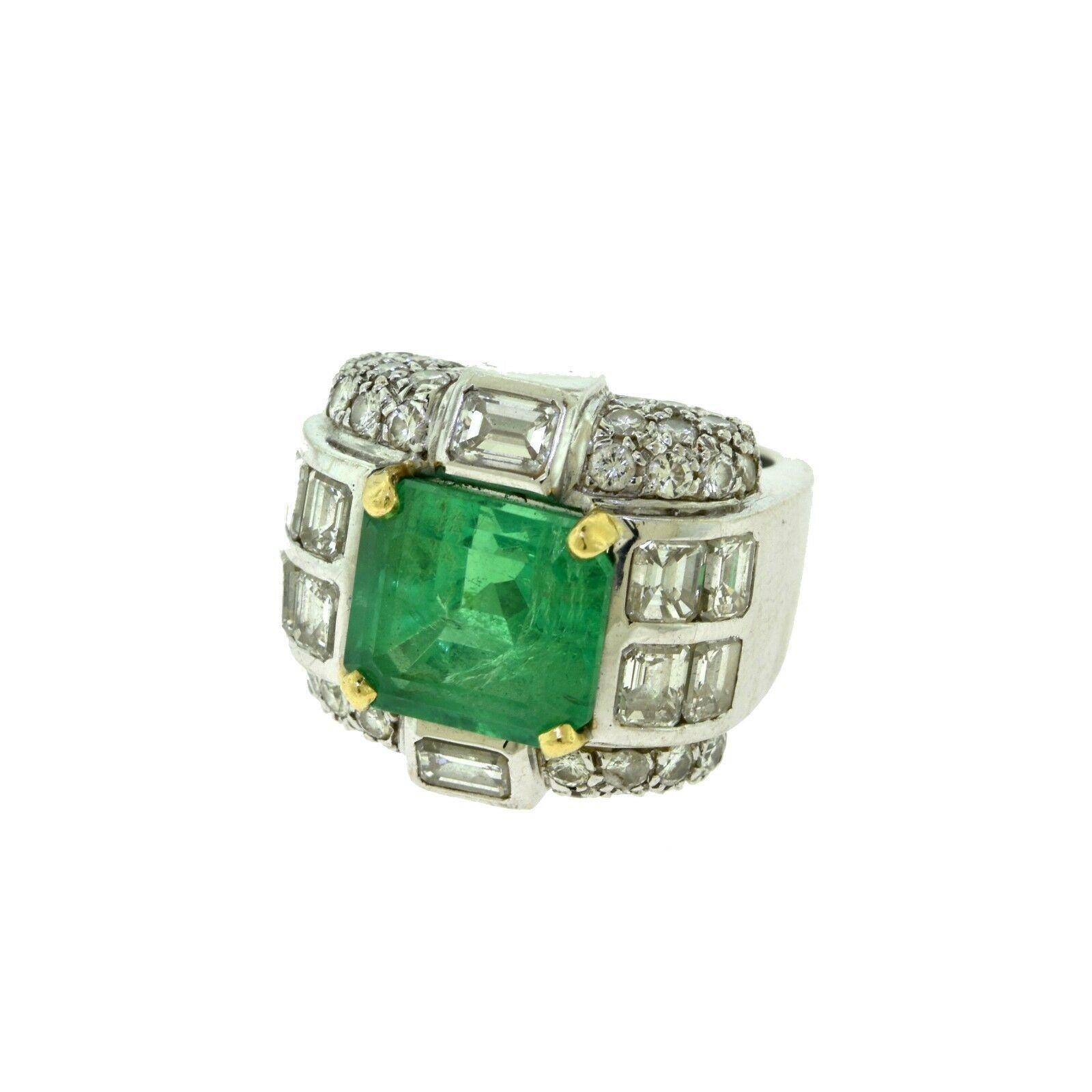 Brilliance Jewels, Miami
Questions? Call Us Anytime!
786,482,8100

Style: Art Deco Style
Metal: 18k White Gold
Stones: 1 Octagonal Natural Beryl Emerald, Round and Baguette
Emerald Weight: 8.45 ct
Emerald Dimensions: 11.84 x 10.64 x 9.25 mm
Diamond
