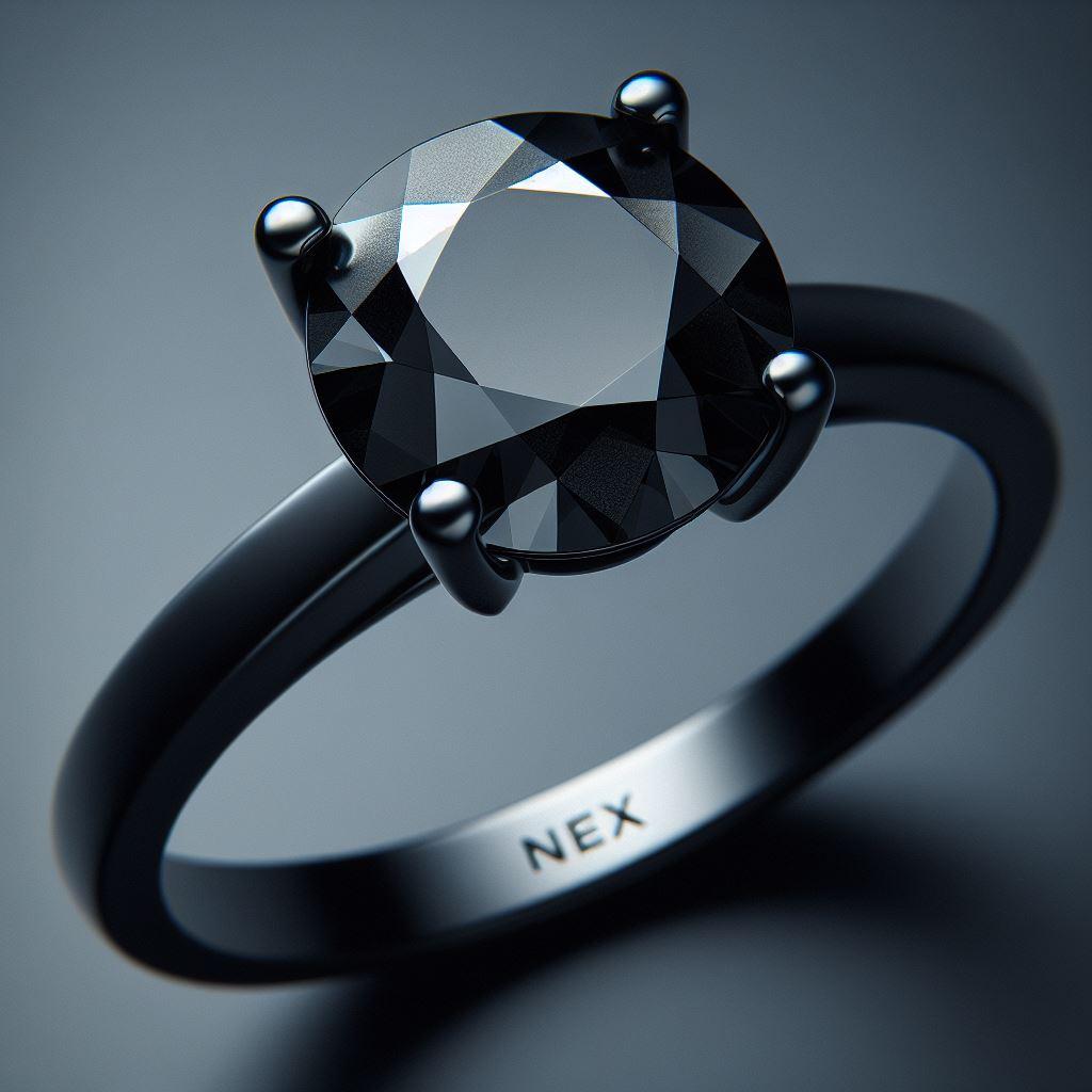 Taille brillant GIA Certified Natural Black Diamond 1 Carat Ring in 18K Black Gold Round Cut (Bague en or noir 18 carats, taille ronde) en vente