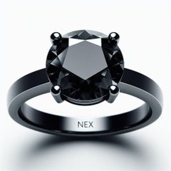 GIA Certified Natural Black Diamond 2 Carat Ring in 18K Black Gold Round Cut