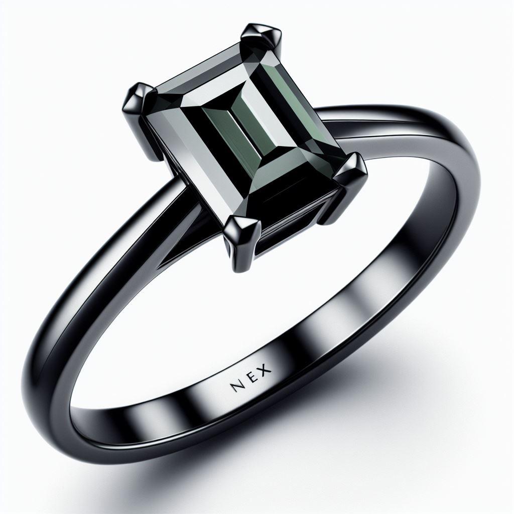 GIA-zertifizierter natürlicher schwarzer Diamant 3 Karat Ring in 18 Karat Schwarzgold mit Smaragdschliff im Zustand „Neu“ im Angebot in Darmstadt, DE
