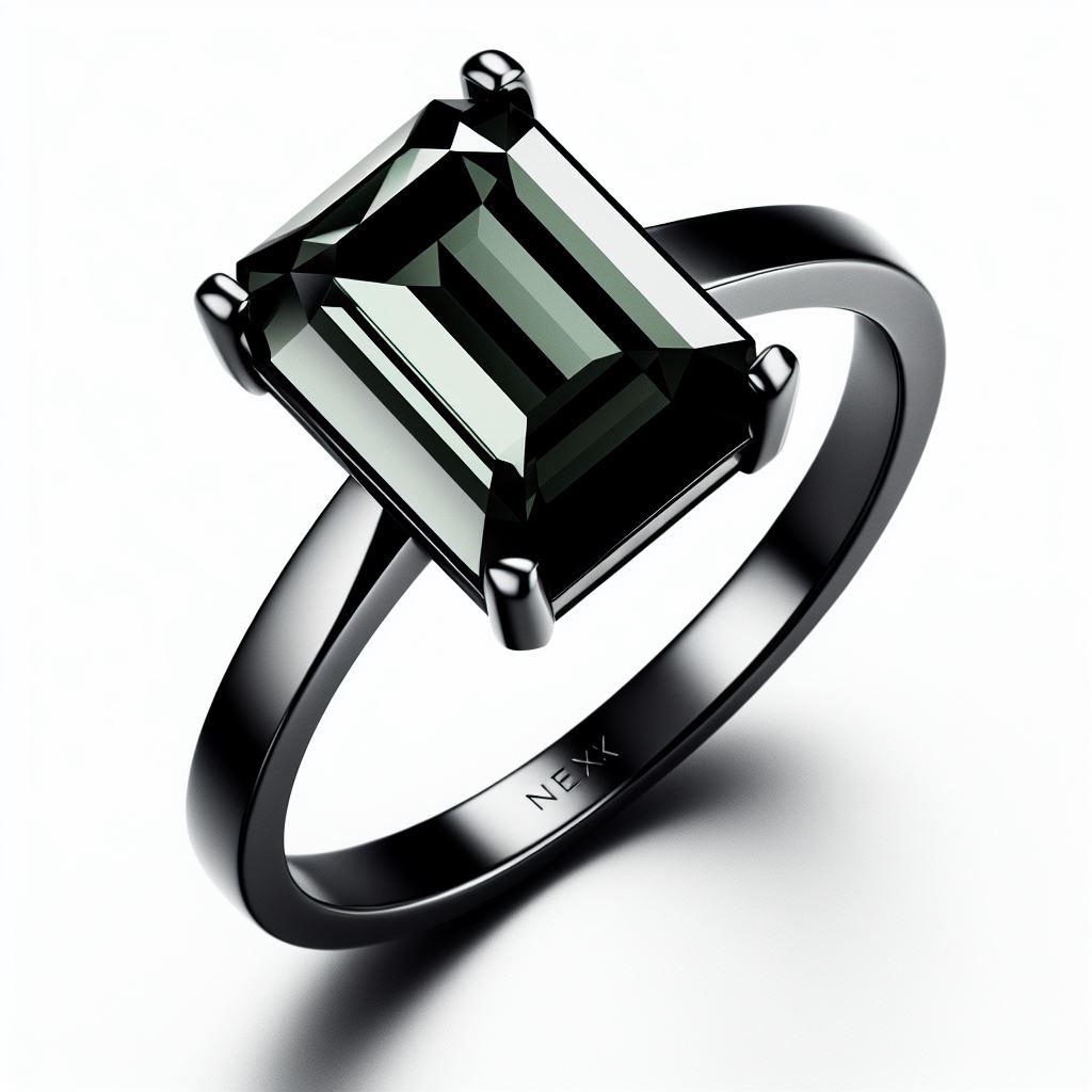 GIA Certified Natural Black Diamond 4 Carat Ring in 18K Black Gold Emerald Cut In New Condition For Sale In Darmstadt, DE