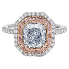 GIA Certified Natural Blue Radiant Diamond 2.45 Carat TW Platinum Cocktail Ring