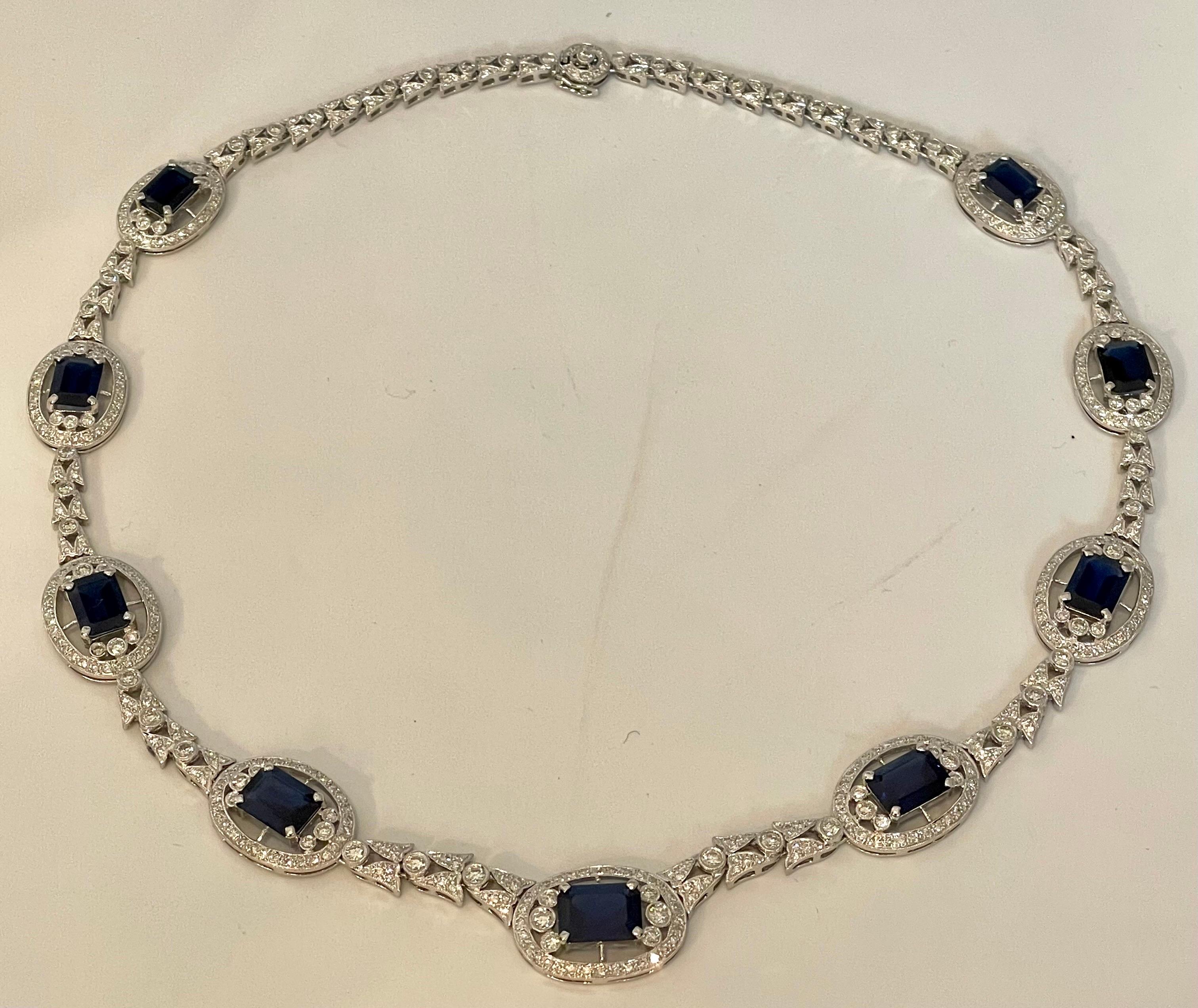 GIA zertifiziert natürlichen blauen Saphir & Diamant-Halskette 18 Kt Weißgold, Estate im Angebot 6
