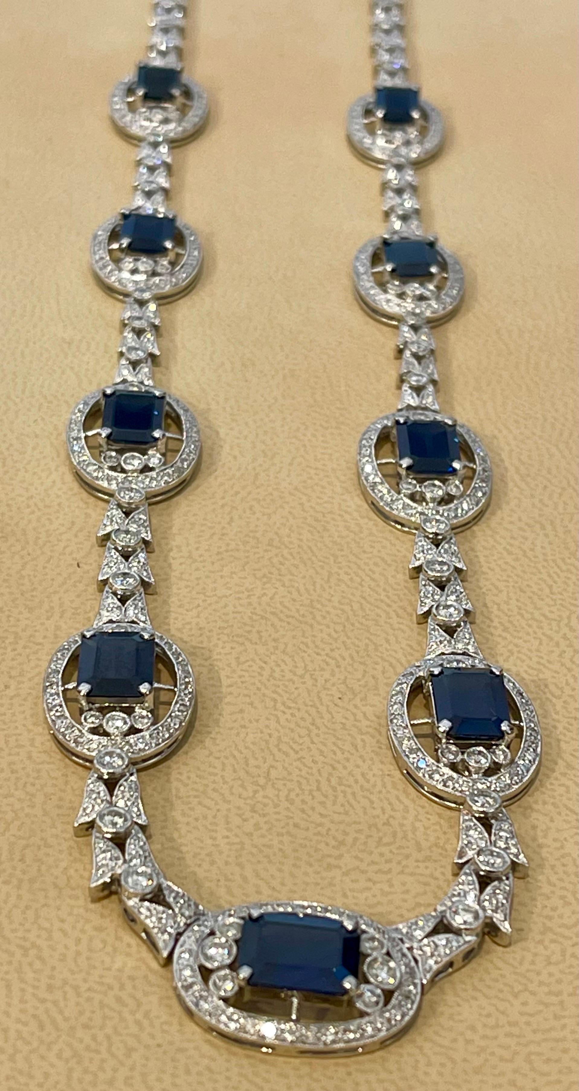 GIA zertifiziert natürlichen blauen Saphir & Diamant-Halskette 18 Kt Weißgold, Estate im Angebot 8