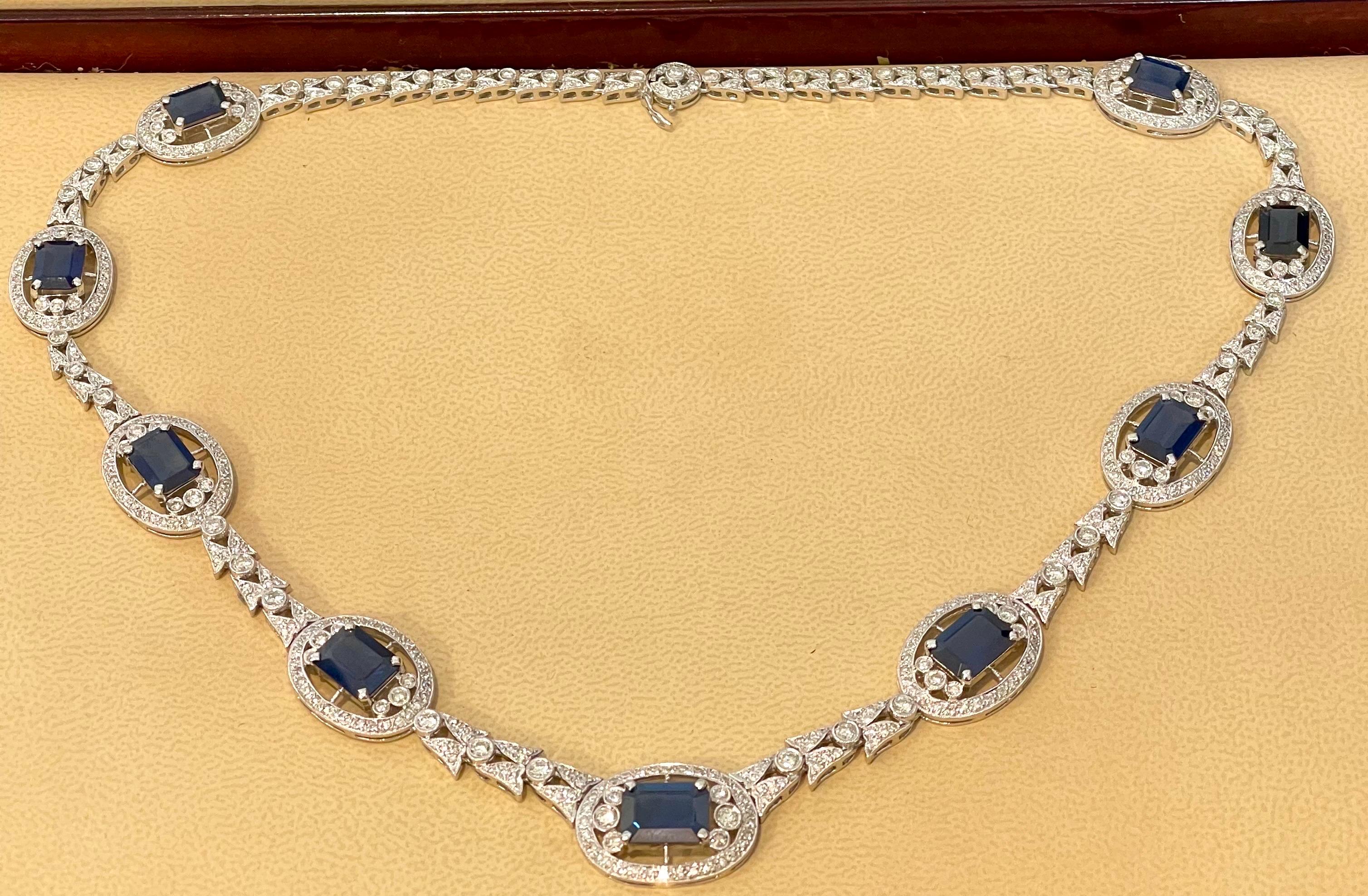 GIA zertifiziert natürlichen blauen Saphir & Diamant-Halskette 18 Kt Weißgold, Estate im Angebot 9