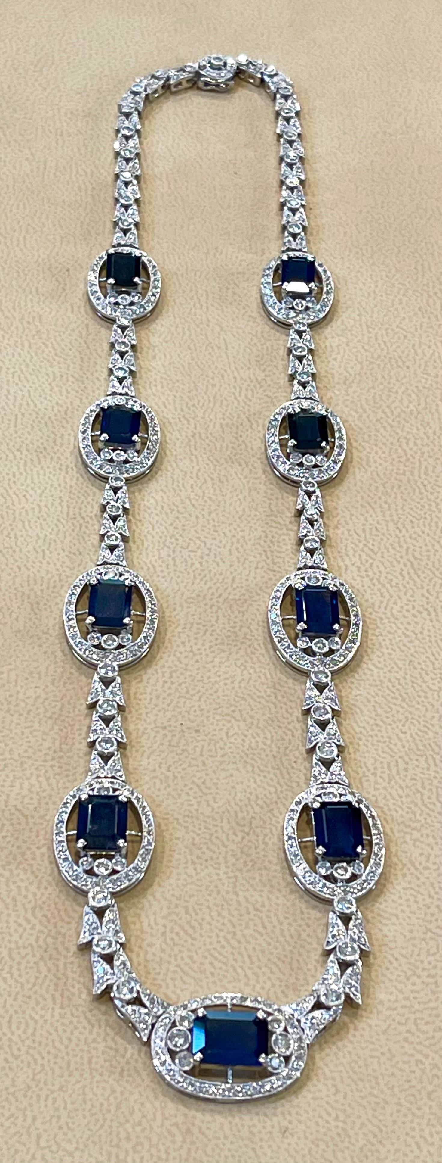 GIA zertifiziert natürlichen blauen Saphir & Diamant-Halskette 18 Kt Weißgold, Estate im Angebot 3