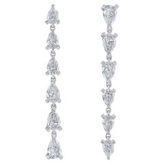 GIA Certified Natural Brilliant Pear Shaped Diamond Dangle Earrings
