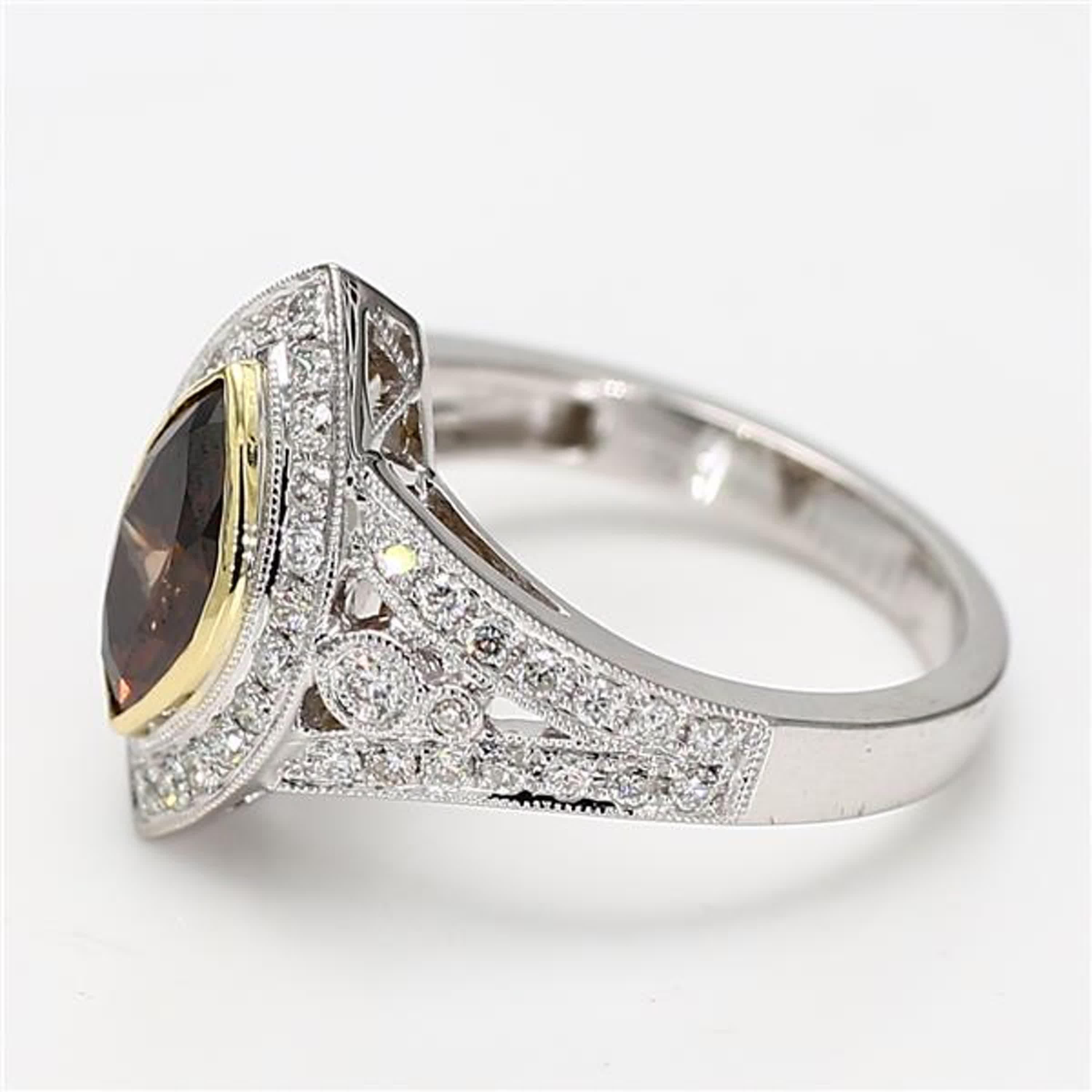 Contemporary GIA Certified Natural Brown Marquise Diamond 1.63 Carat TW Gold Cocktail Ring For Sale