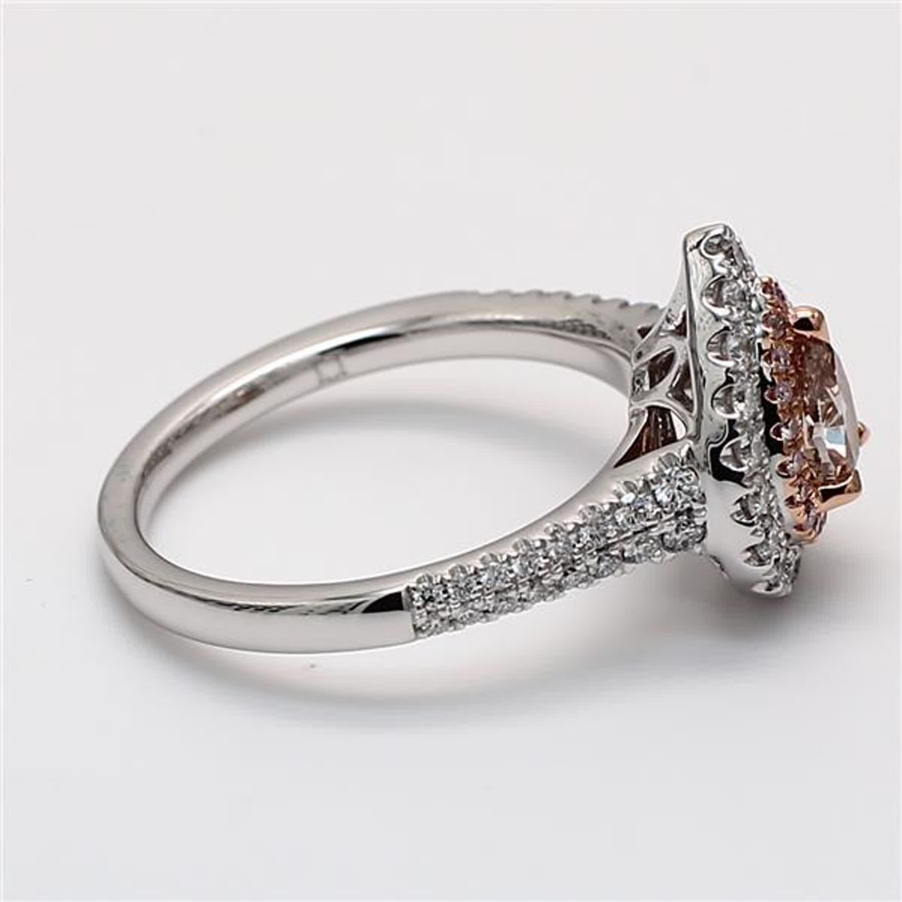 Contemporary GIA Certified Natural Brown Pear and Pink Diamond .98 Carat TW Platinum Ring For Sale