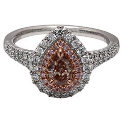 Platinring, GIA-zertifizierter natürlicher brauner und rosa Diamant .98 Karat