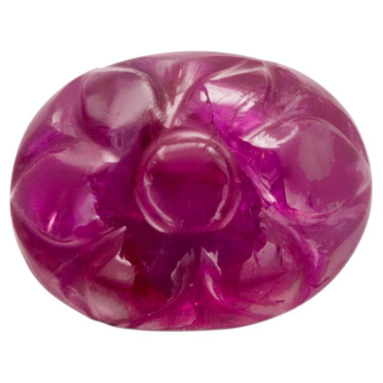 GIA Certified Natural Burma Ruby 3.59 Carats No Heat Carved Double Cabochon Gem