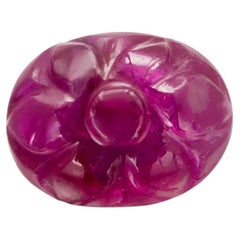 GIA Certified Natural Burma Ruby 3.59 Carats No Heat Carved Double Cabochon Gem