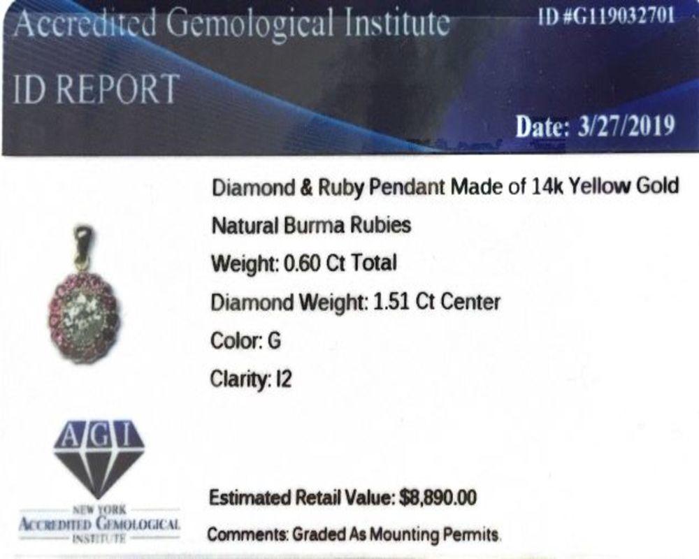 GIA Certified Natural Burma Ruby Diamond Pendant In Excellent Condition For Sale In Miami, FL