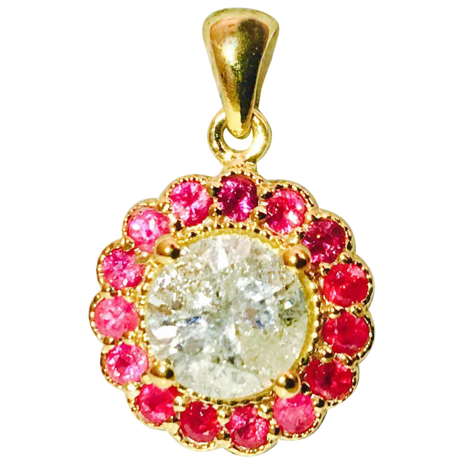 GIA Certified Natural Burma Ruby Diamond Pendant For Sale
