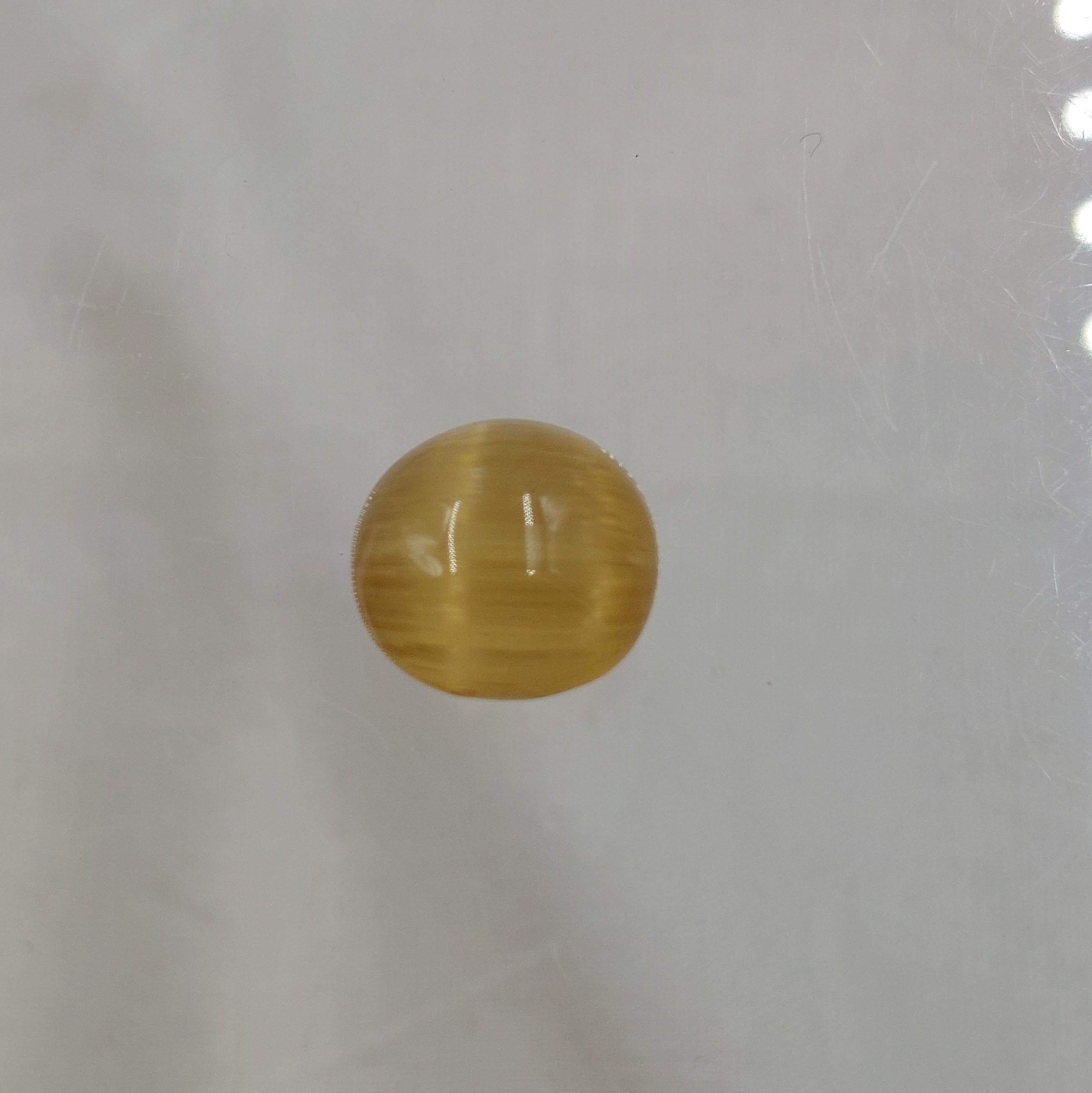 Cabujón redondo de berilo dorado de ojo de gato de 15,04 qt natural certificado por GIA Corte redondo en venta