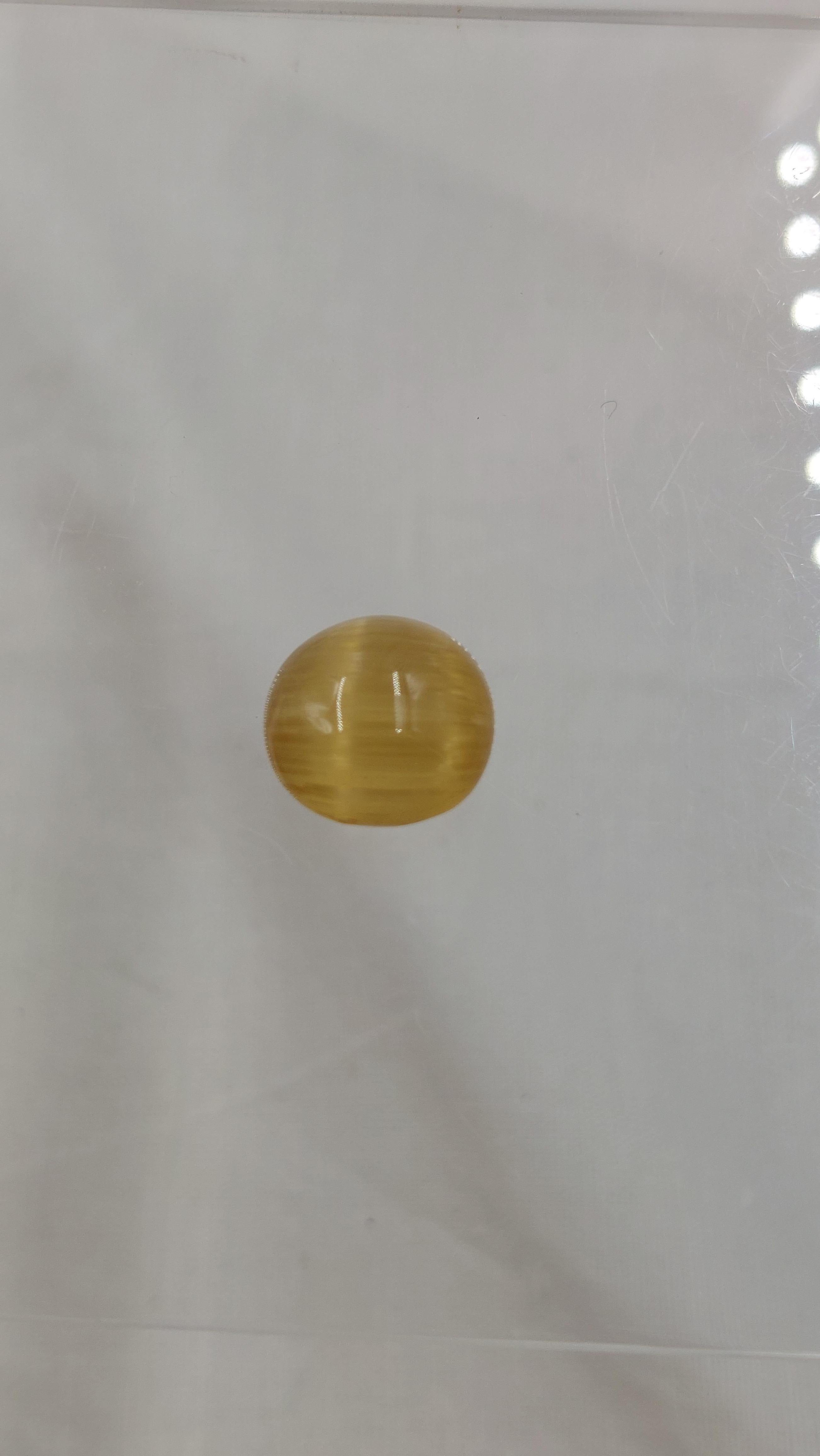 Cabujón redondo de berilo dorado de ojo de gato de 15,04 qt natural certificado por GIA en venta 2