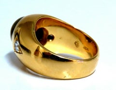 GIA Certified Natural Chrysoberyl Cats Eye Mens Diamond Signet Ring 18kt