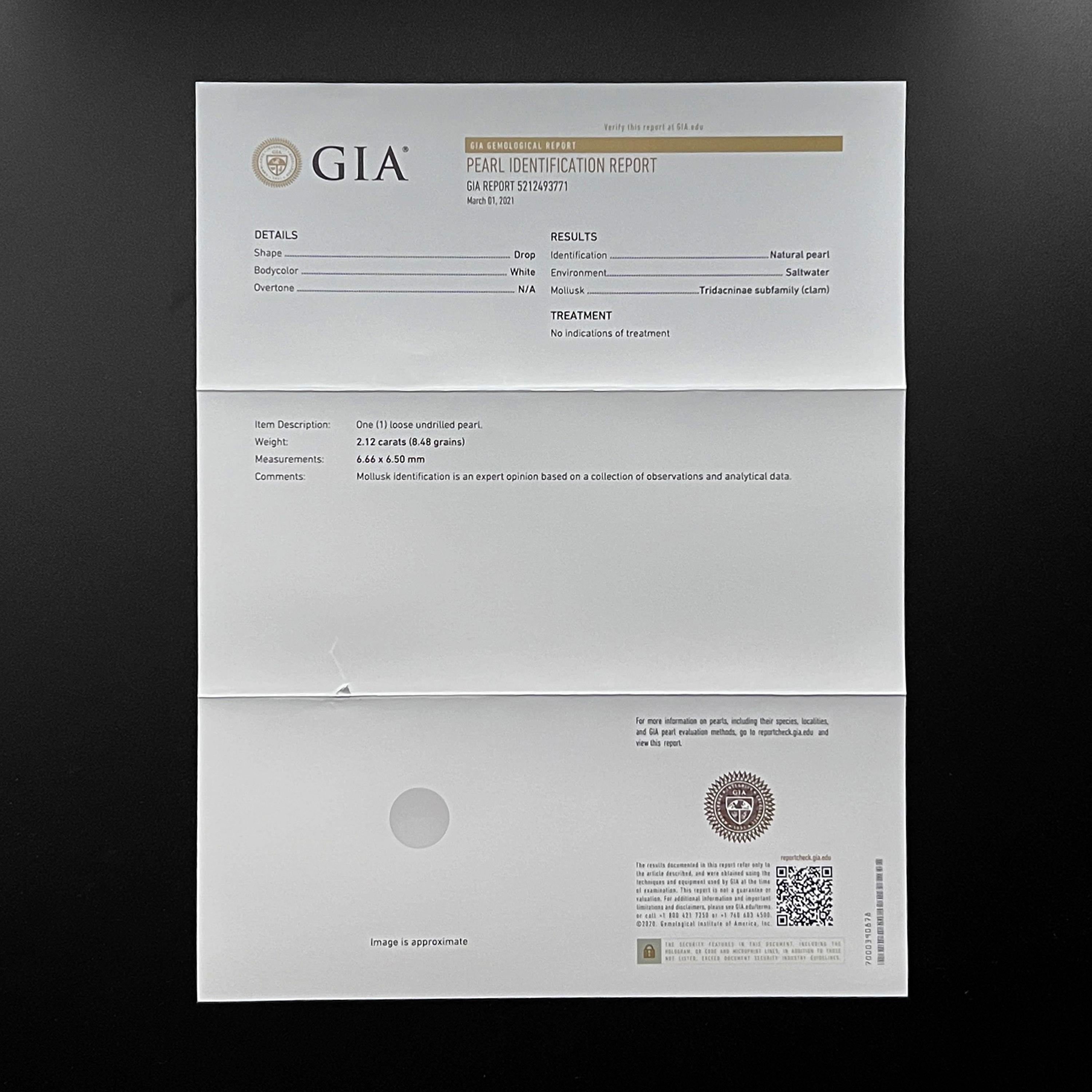 Bague en perle de lustre naturelle certifiée GIA Unisexe en vente