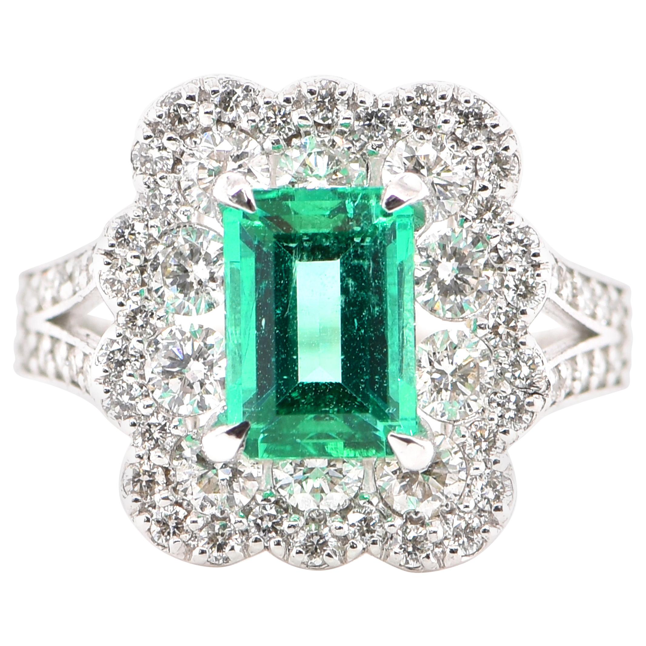 GIA Certified 1.23 Carat Natural Colombian Emerald Ring Set in Platinum