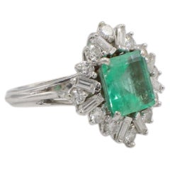 GIA Certified Natural Columbian Emerald & Diamond Cocktail Statement Ring