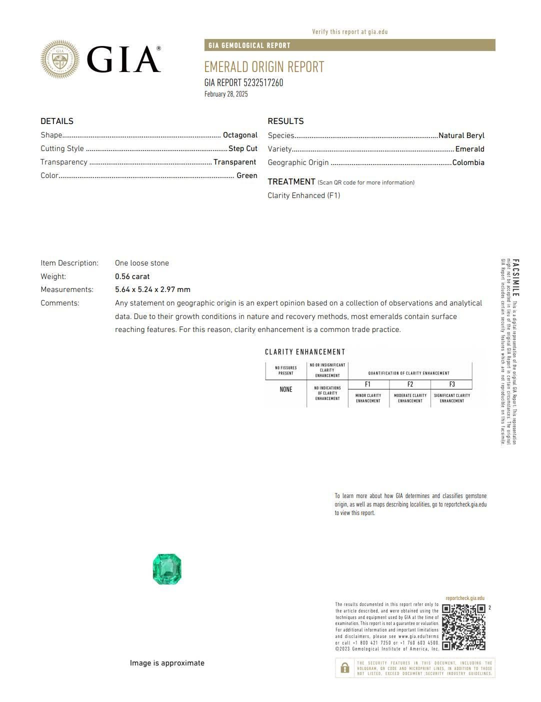 GIA Certified Natural Columbian Green Emerald & Diamond Engagement Ring In Excellent Condition For Sale In  Baltimore, MD
