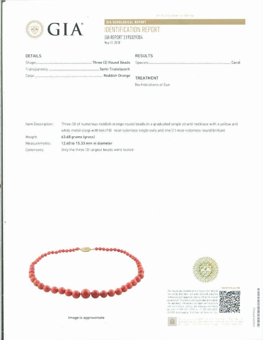 GIA Certified Natural Coral Diamond Yellow Gold Necklace 1