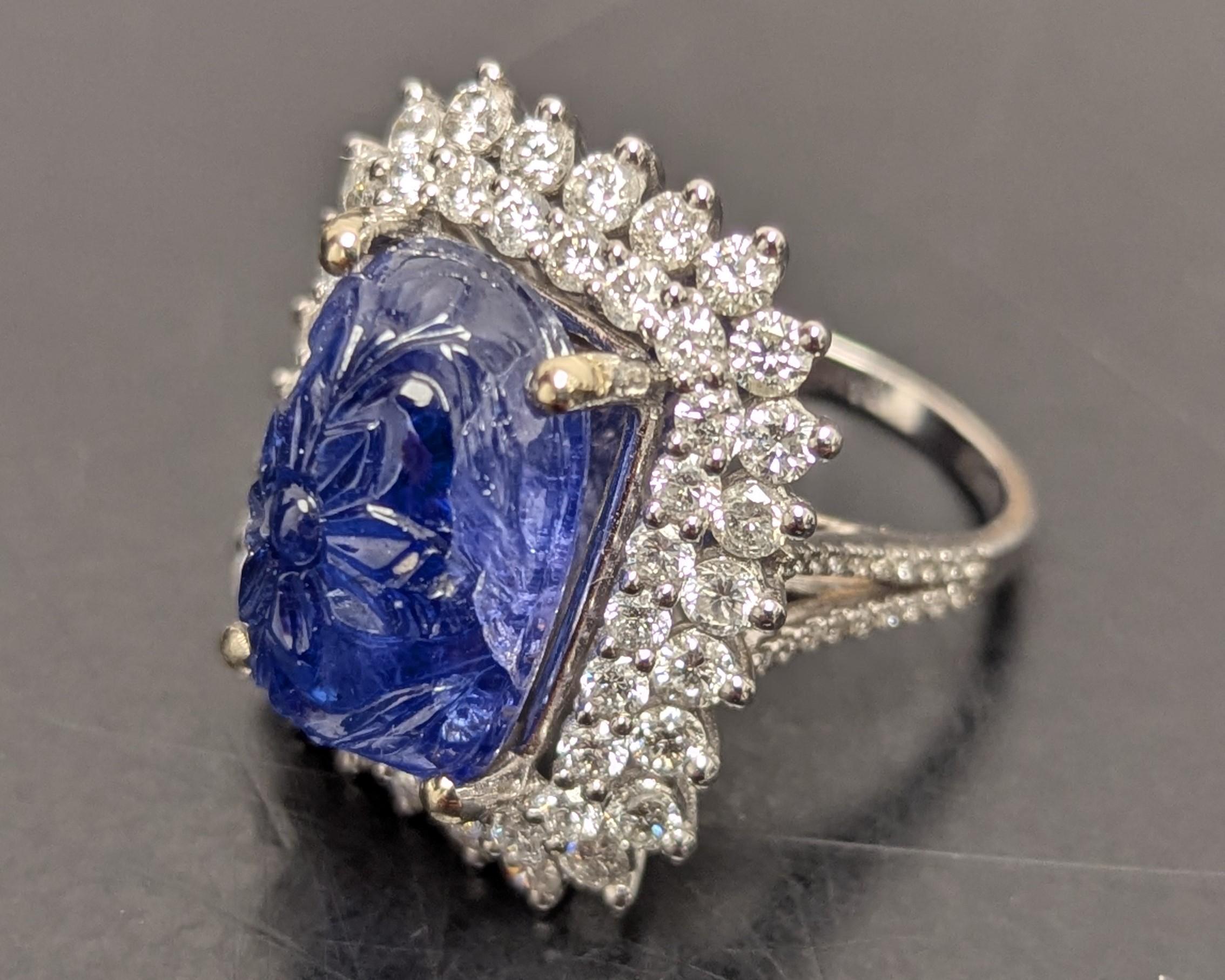 Cushion Cut GIA Certified 12.89cts No-Heat Carved Cushion-Cut Sapphire For Sale