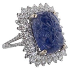 GIA Certified 12.89cts No-Heat Carved Cushion-Cut Sapphire