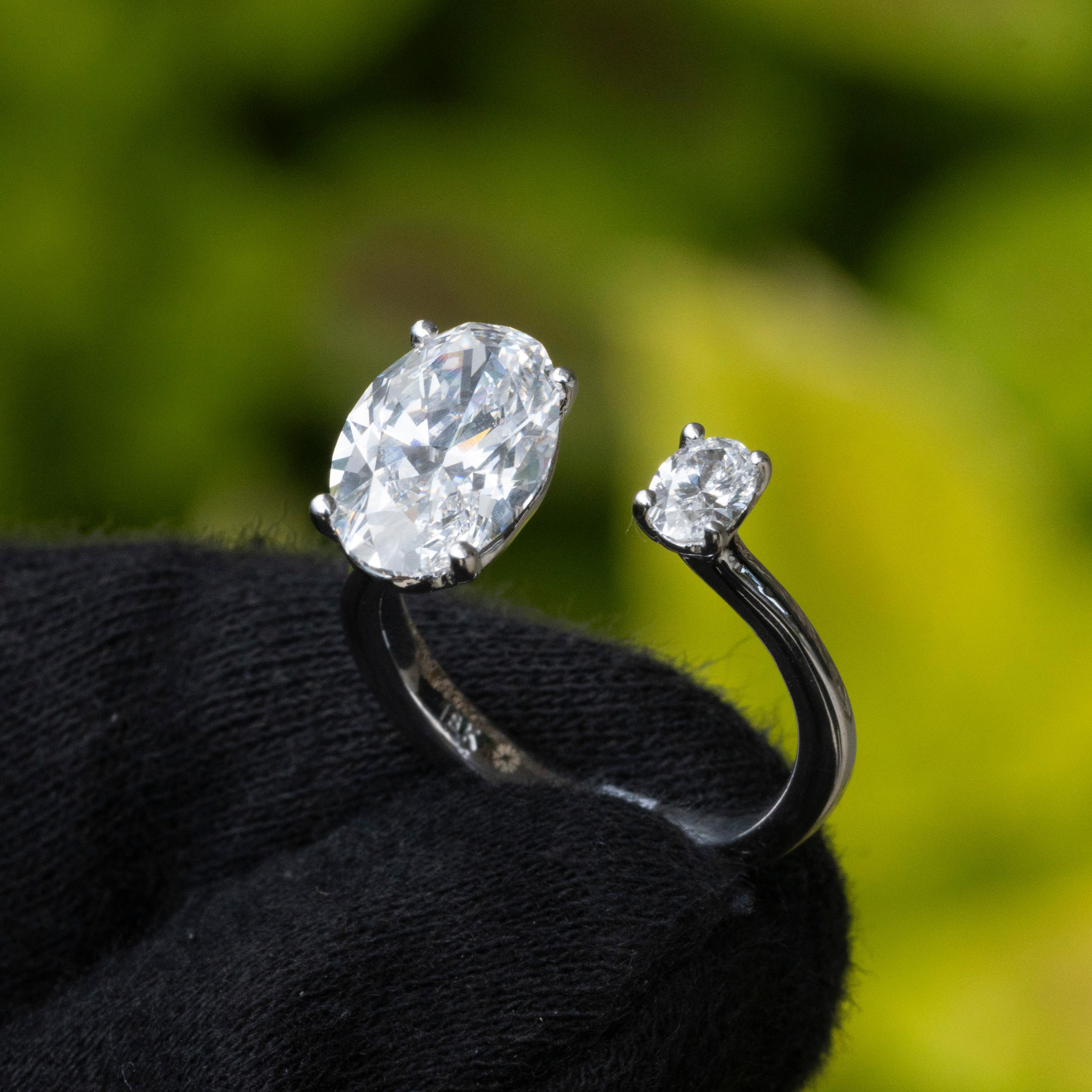 GIA Certified Natural D Flawless Round and Oval Diamond Ring In New Condition In Boca Raton, FL