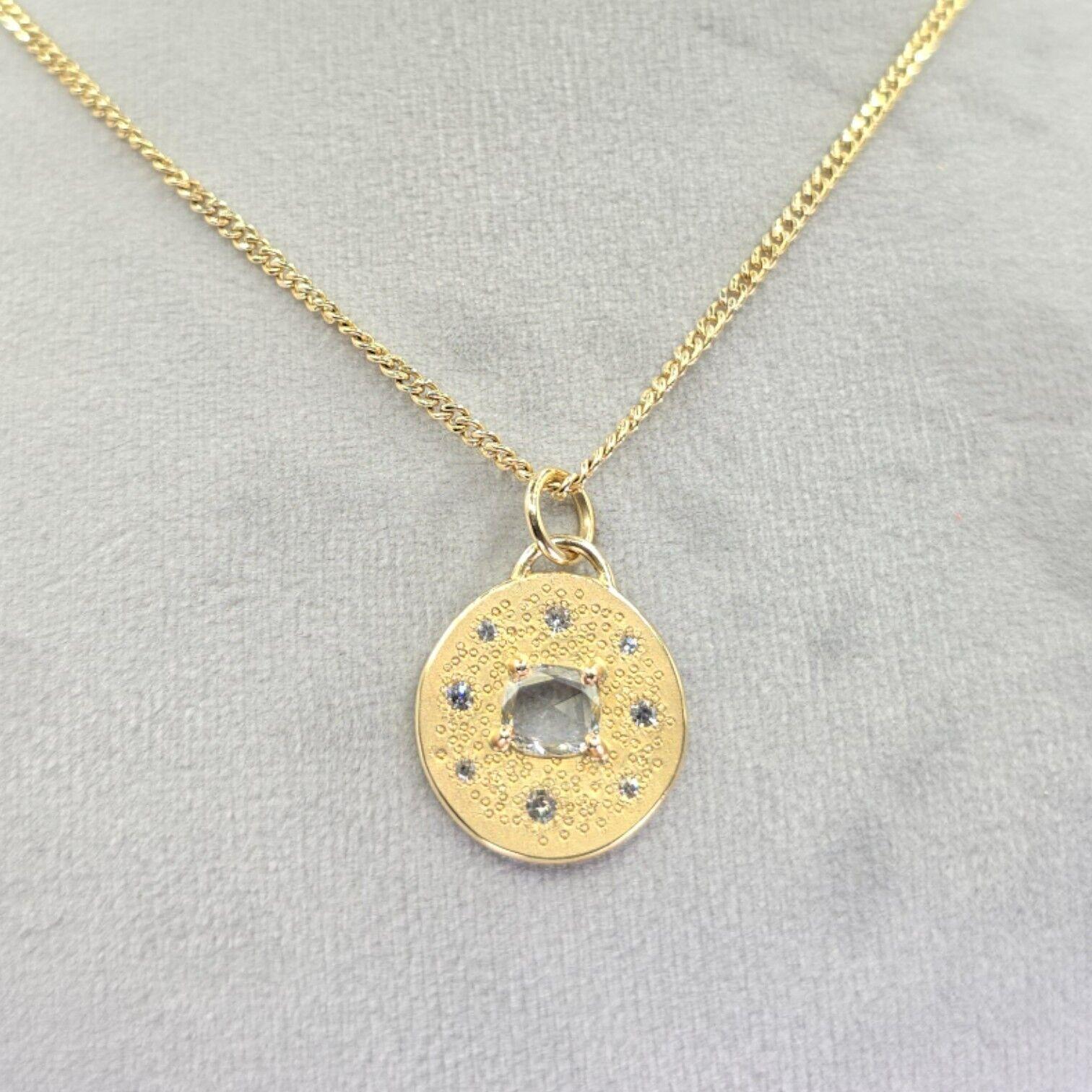 Colgante de oro amarillo de 14 quilates 585 con diamante natural certificado por GIA en venta 1