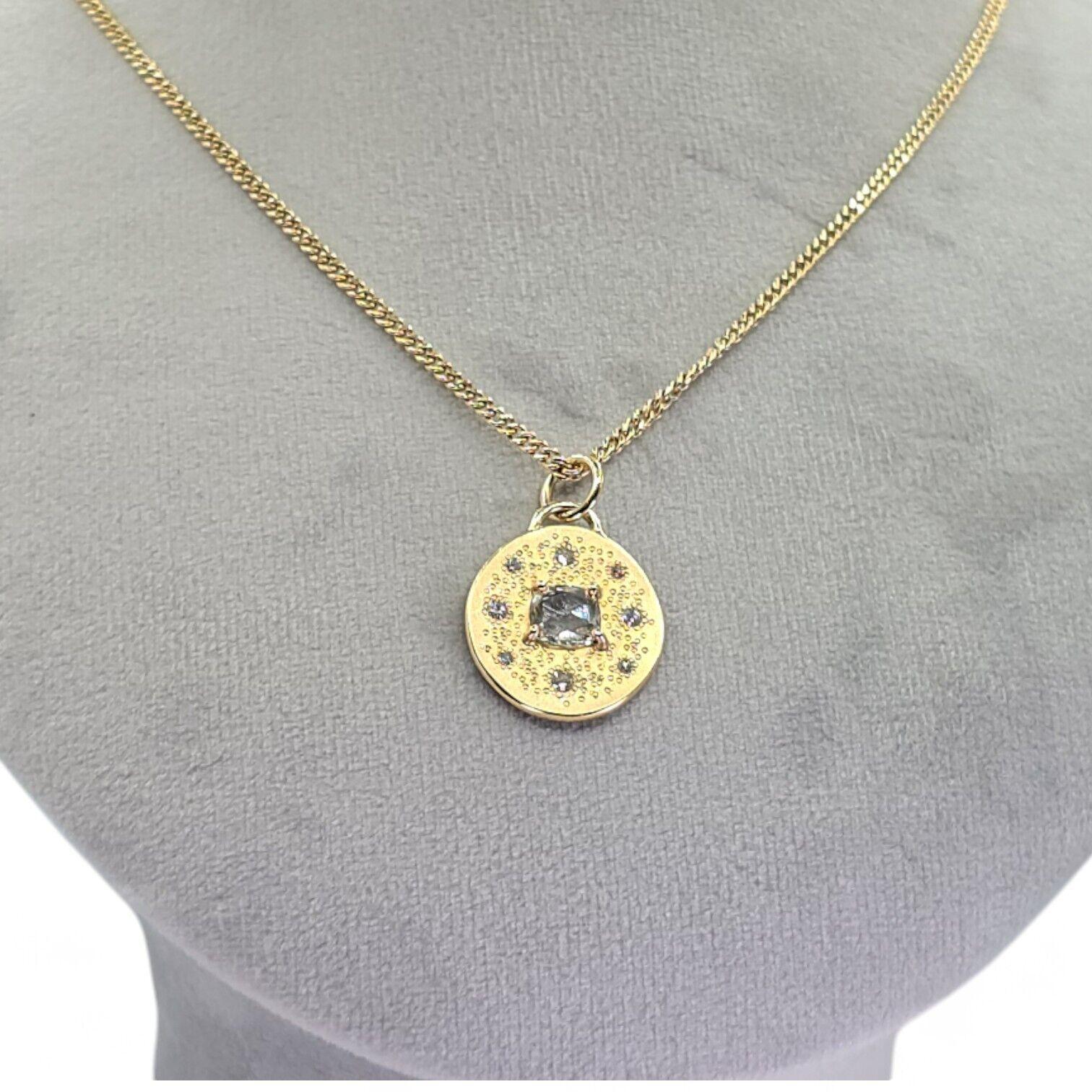 Colgante de oro amarillo de 14 quilates 585 con diamante natural certificado por GIA en venta 2