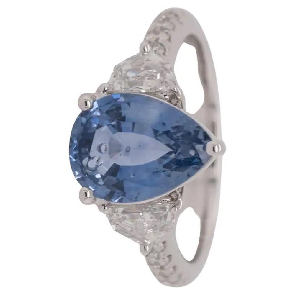 GIA Certified Natural Diamond and Heated Sapphire Ring For Sale 1