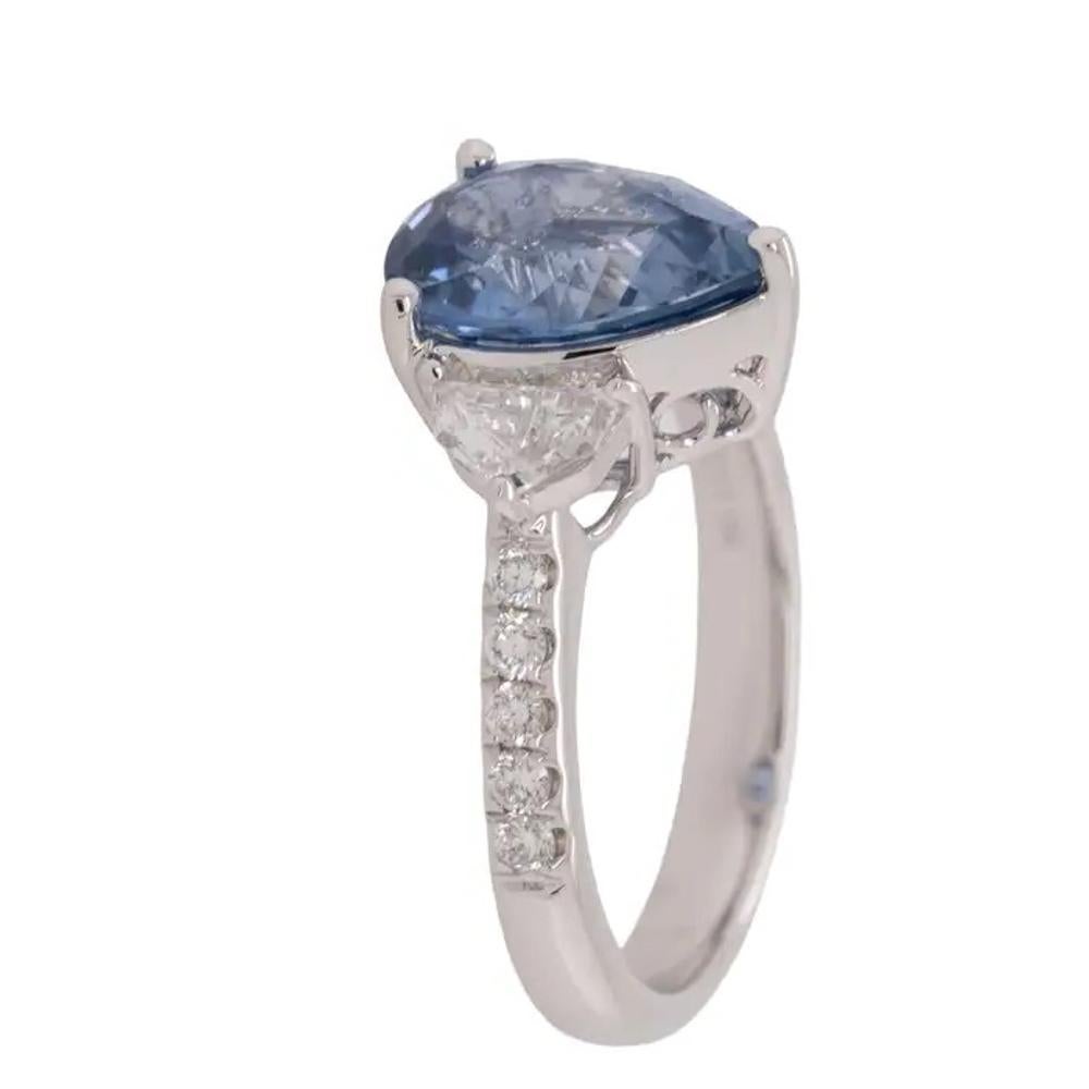 GIA Certified Natural Diamond and Heated Sapphire Ring For Sale 2