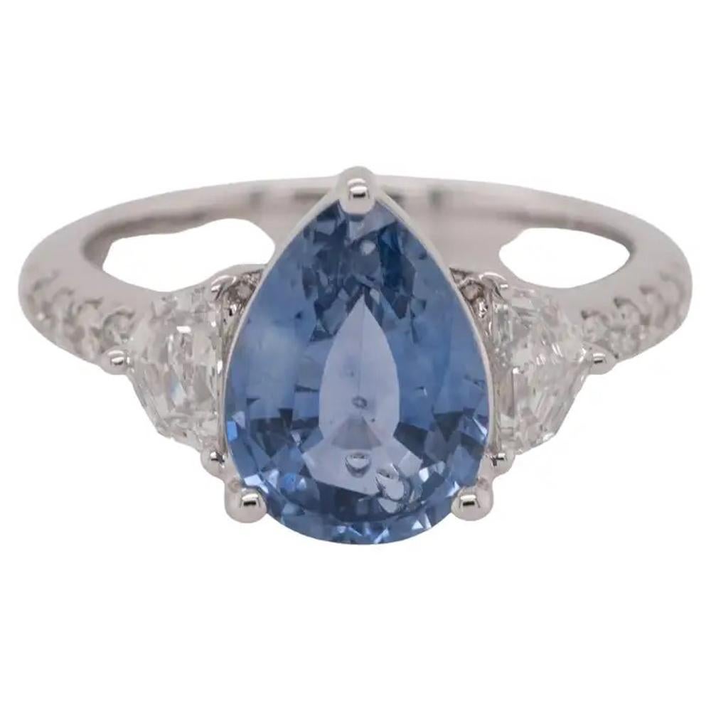 GIA Certified Natural Diamond and Heated Sapphire Ring For Sale 3