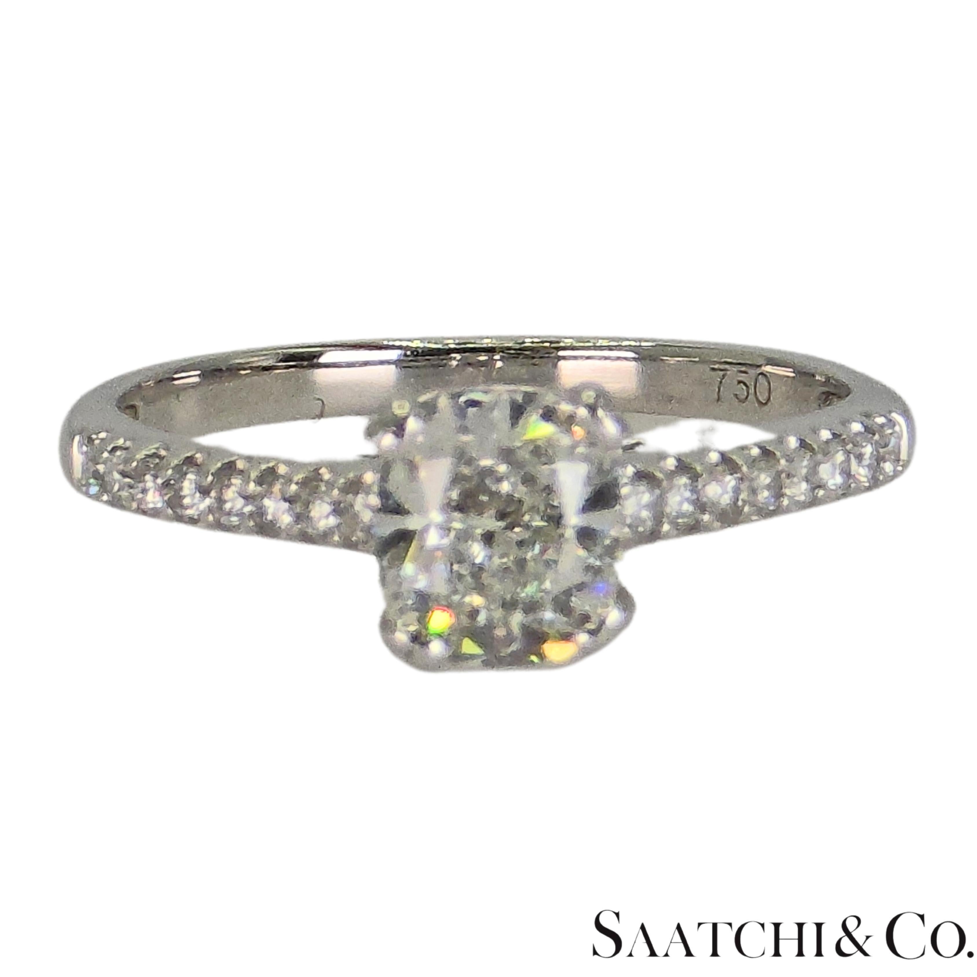 Certifié GIA  Bague en or blanc 18k 750 diamants naturels taille coussin Taille 6 en vente 6
