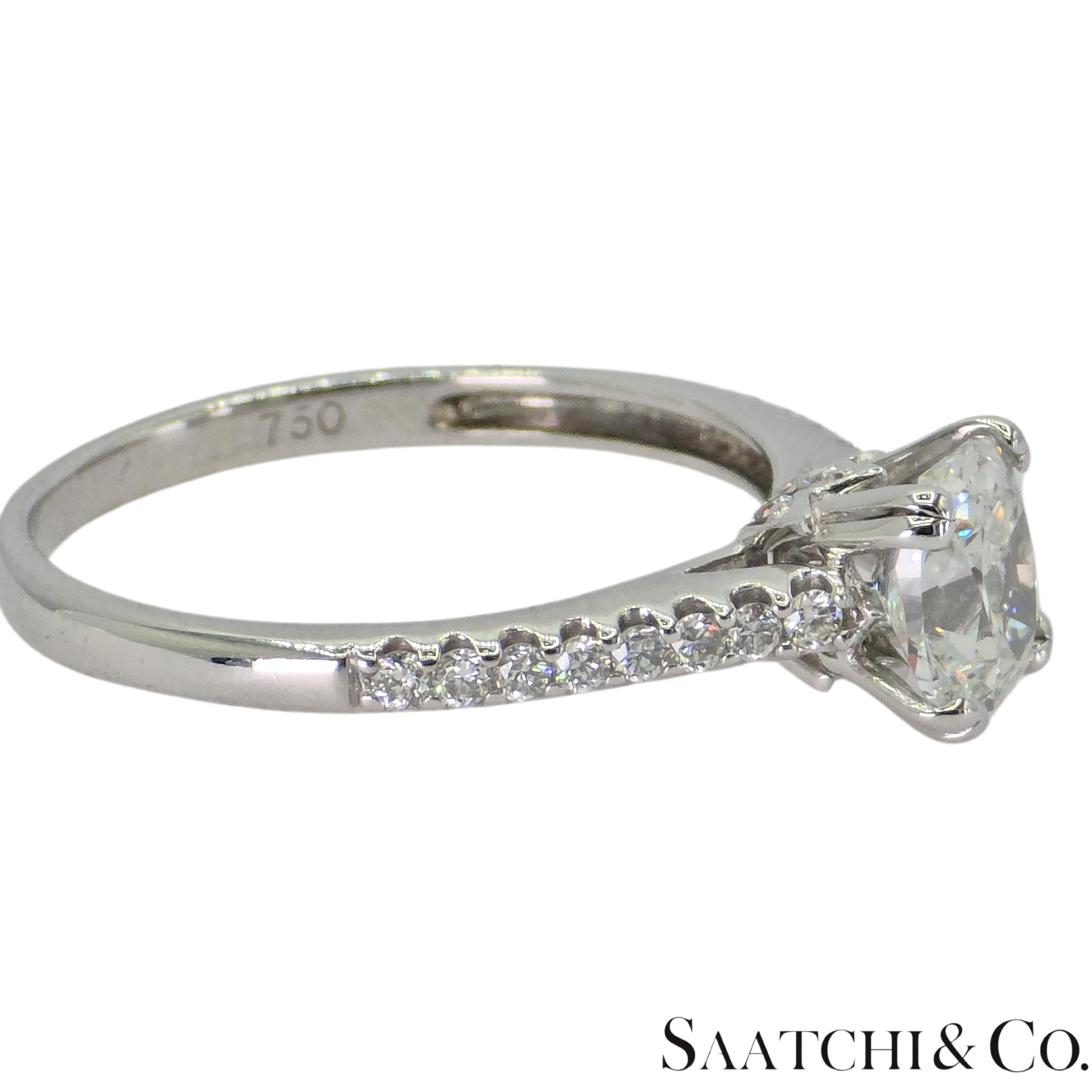 Taille coussin Certifié GIA  Bague en or blanc 18k 750 diamants naturels taille coussin Taille 6 en vente
