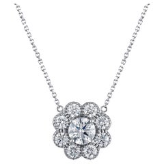GIA Certified Natural Diamond Halo Necklace