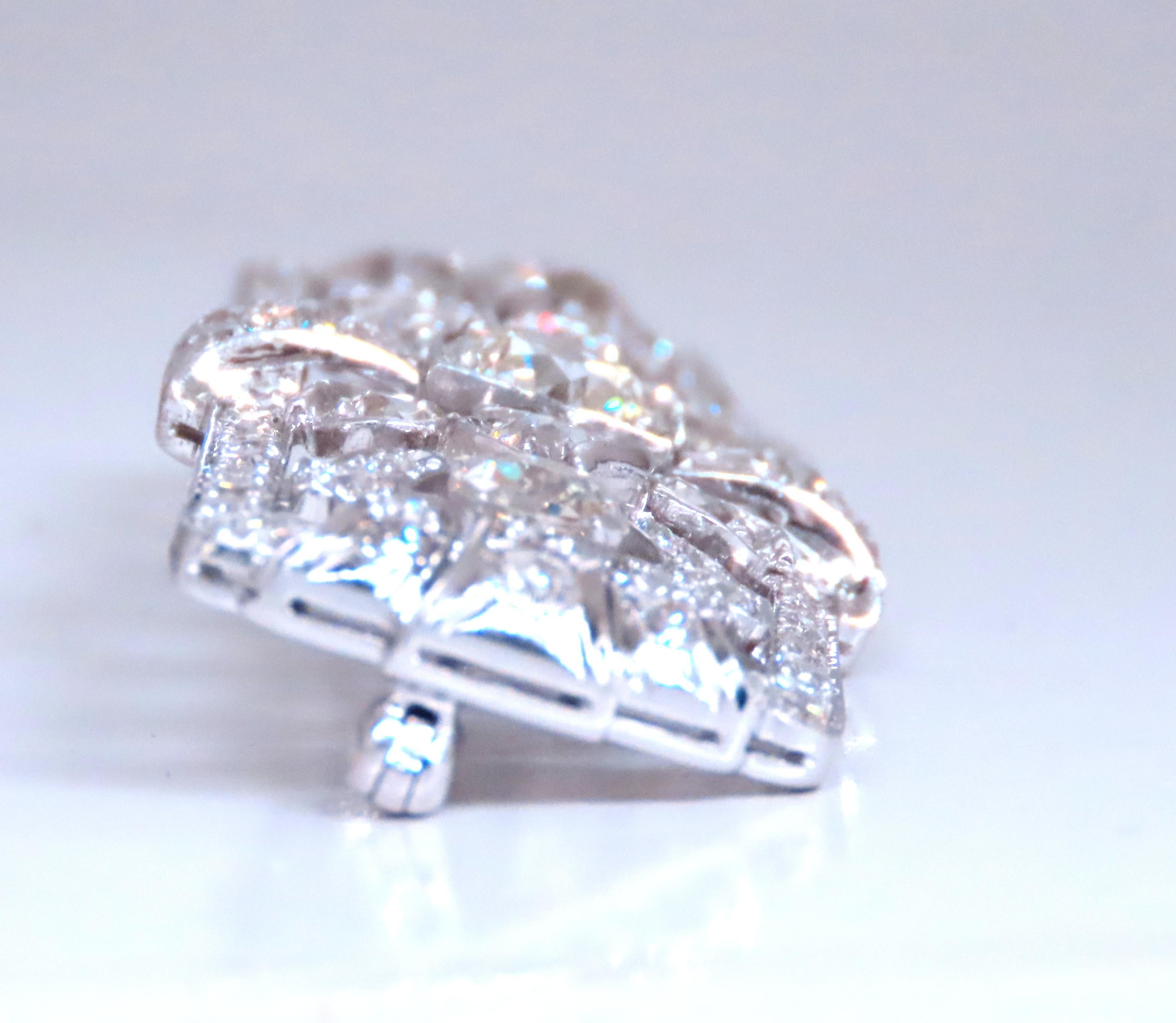 Round Cut GIA Certified Natural Diamond Vintage Deco Pin Brooch Platinum 12418 For Sale