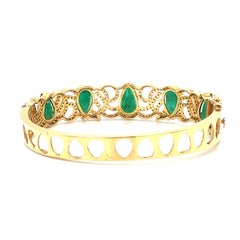GIA certified Natural emerald and diamond bangle