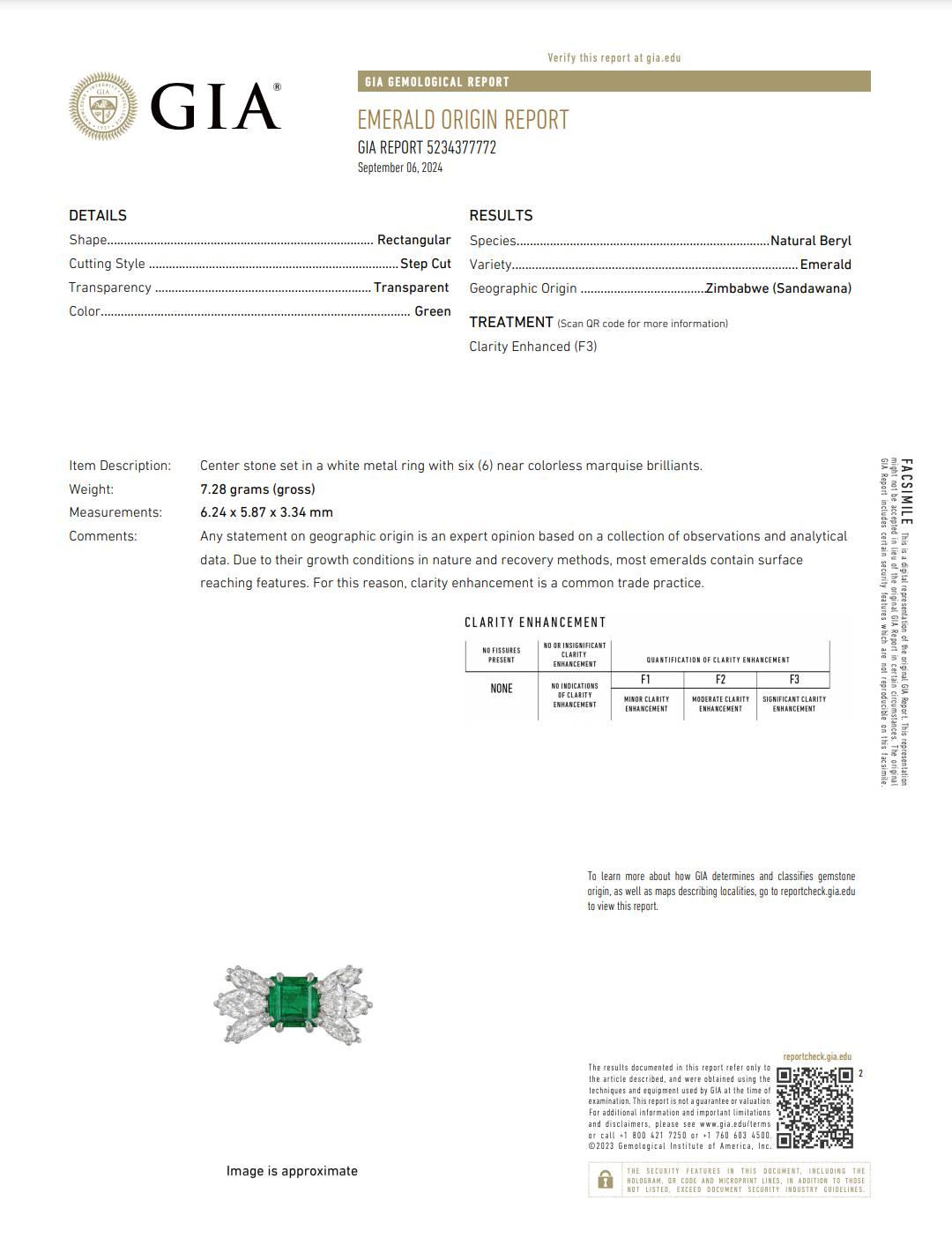 GIA Certified Natural Emerald & Diamond Platinum Cocktail Ring 1