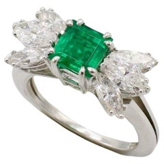 GIA Certified Natural Emerald & Diamond Platinum Cocktail Ring
