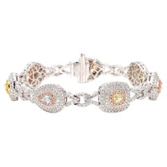 GIA Certified Natural Fancy Blue Diamond 4.30 Carat TW Gold Tennis Bracelet