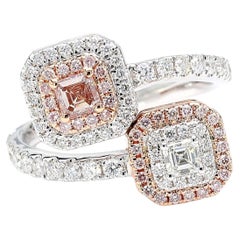 GIA Certified Natural Fancy Brown-Pink Asscher Diamond 1.10 Carat TW Gold Ring