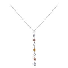GIA Certified 2.00 Carats Mixed Cut Natural Fancy Color Diamond Drop Necklace