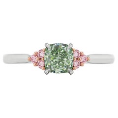 GIA Certified Natural Fancy Green & Pink Diamond Ring