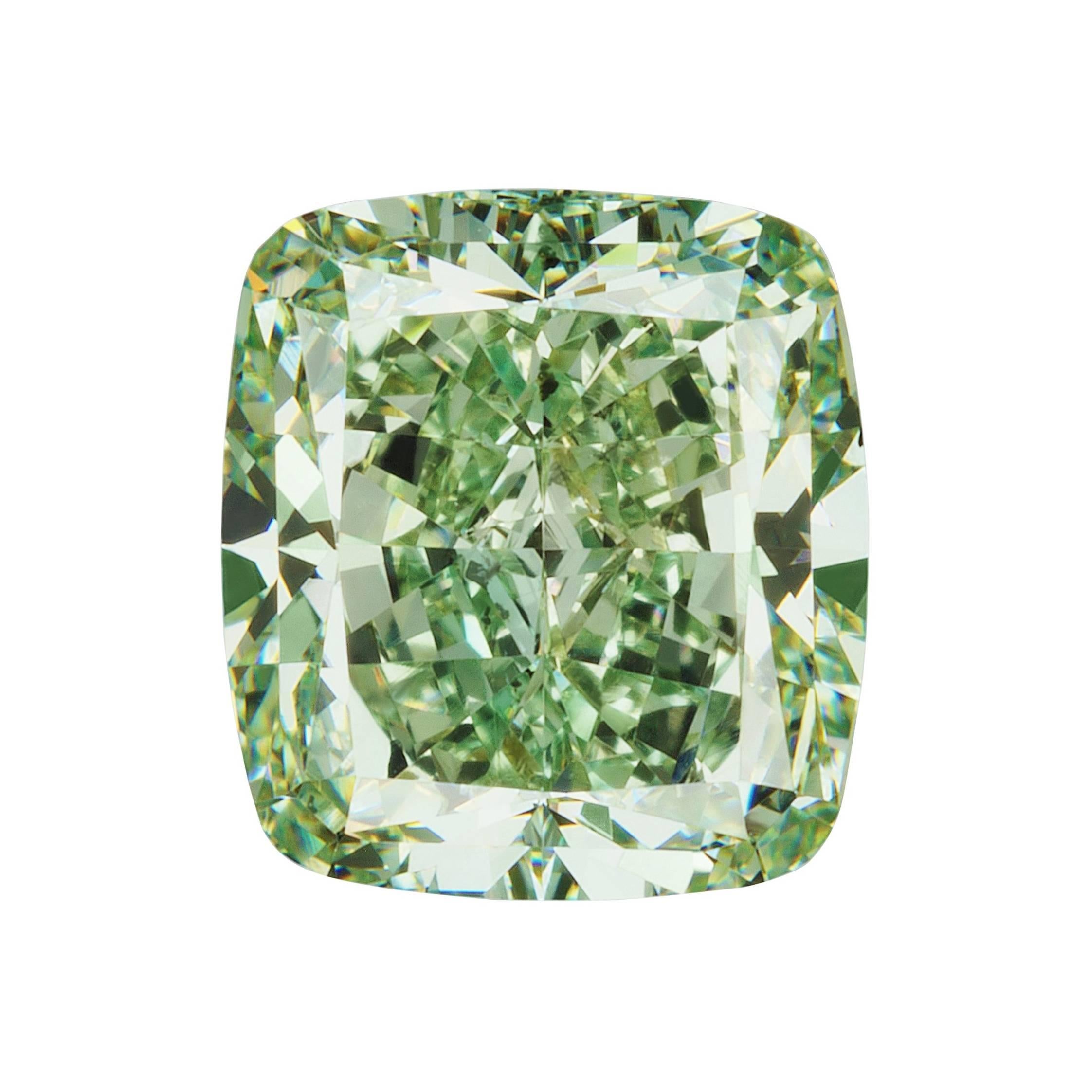 Diamant vert intense fantaisie naturel taille coussin SI1 de 3,09 carats certifié par le GIA en vente