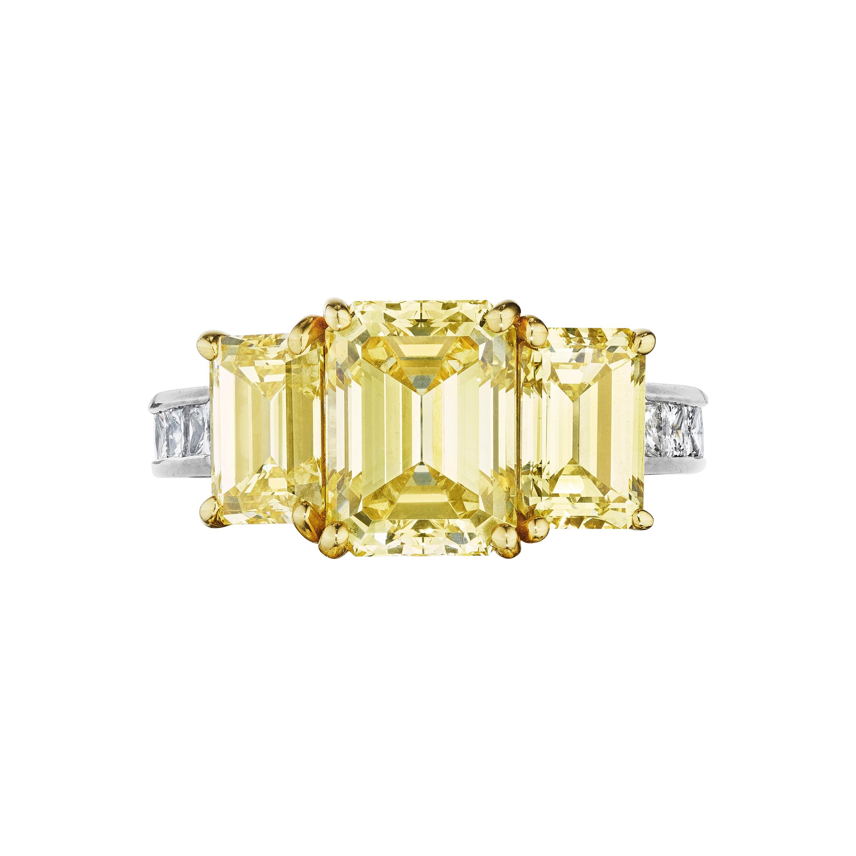 GIA Certified Natural Fancy Intense Yellow Diamond Ring by Siegelson, NY For Sale