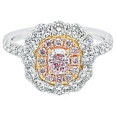 GIA Certified Natural Fancy Light Pink Diamond Halo Ring