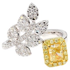 GIA-zertifizierter natürlicher Fancy Light Yellow Radiant Diamant 1,33 Karat TW Goldring